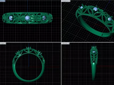 Antique Crown Engagement Band 3D print model