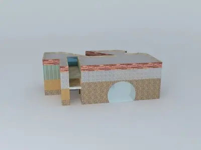 Tunnel 2 coffee table made of wood and concrete 3D model