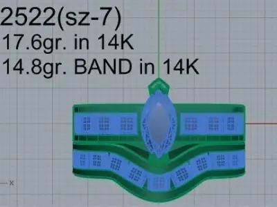 Marquise Diamond Ring With Band 2522 3D print model