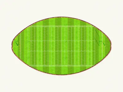 American Football Half Ball And Football Field 3D model