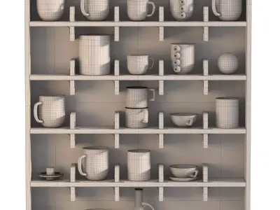 Wall Mounted Mug Shelf 02 3D model