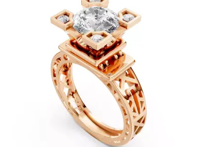 Luxury 2ct Eiffel Tower Engagement Ring 3D print model
