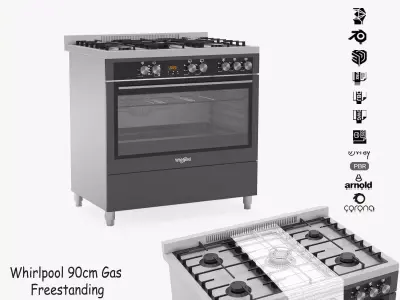 Whirlpool 90cm Gas Freestanding Cooktop Oven WP90510MFBSSAUS 3D model