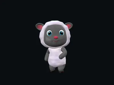 Cartoon Sheep Animated Low-poly 3D model