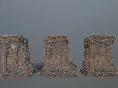 statue 2 stone structure Low-poly 3D model