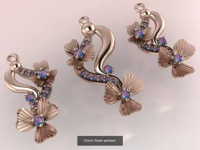 clover flower set  3D Model Pack