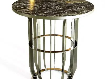 Round side table Portoro marble top 3D model