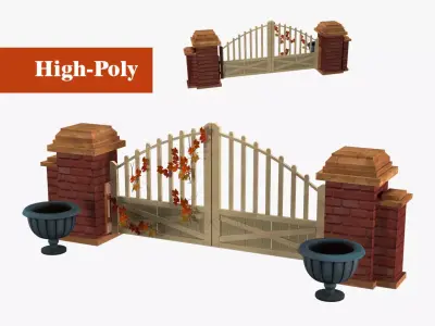 ranch gate high-poly 3D model
