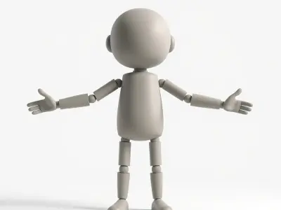 Minimalist Jointed Character Model  Rigged and Animated Low-poly 3D model