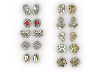  Aretes -Topitos para dama paquete de 10 -v- 3D print model