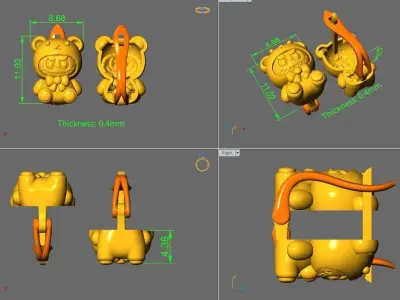 LABUBU EARRINGS CUTE BT001 3D print model