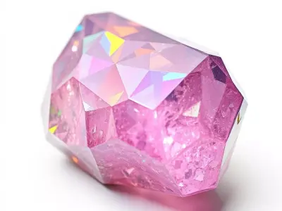 Pink Gemstone Crystal model pack Low-poly 3D model