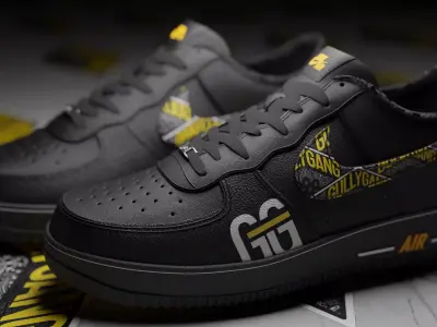  NIKE AIR FORCE 1 X GULLY GANG CONCEPT SNEAKERS 3D model