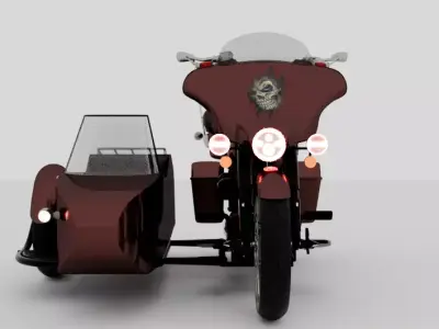 Harley-Electra Glide sitecar Low-poly 3D model
