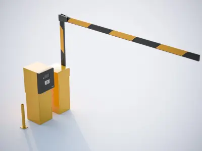 Yellow road barrier 3D model