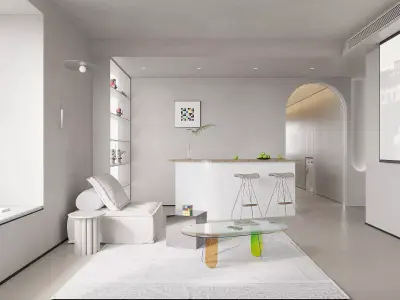 Modern living room dining room interior scenes 448 3D model
