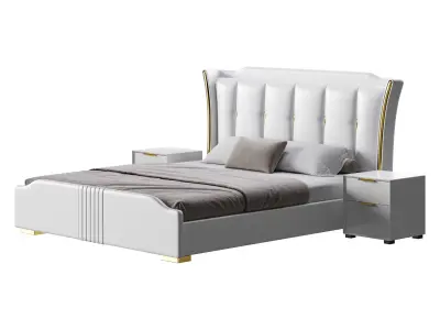 Wide Victorian Wingback Bed 3D model