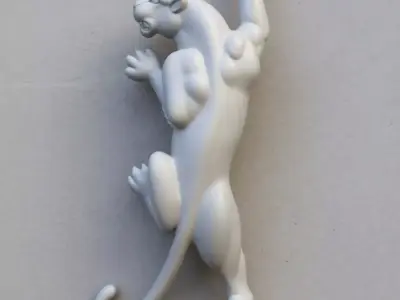 Golden Panther Wall Hook Art Decor Animal Sculpture 3D Low-poly 3D model