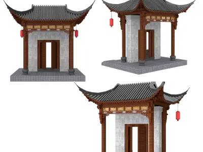 Chinese architecture Low-poly 3D model order