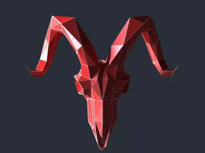 goat skul lowpoly 3D print model Low-poly 3D model