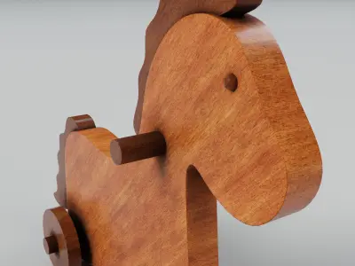 Vintage Wooden Toy Horse Low-poly 3D model