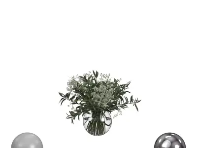 Bouquet of Hydrangea and Olive Branches 3D model