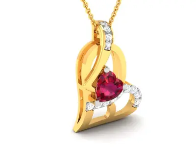 Women Heart Stone Pendant 3DM STL OBJ FBX Render Details 3D print model