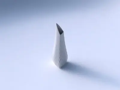 Vase puffy tipped triangle with twisted diagonal grid pattern 3D print model