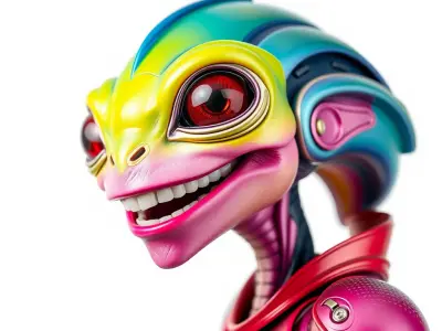 Colorful Alien Creature Model Pack Low-poly 3D model