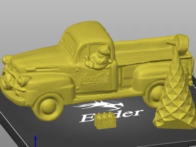 coka cola santa pick up truck 3D print model