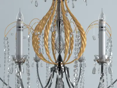 Chandelier with crystals hanging from it 3D model