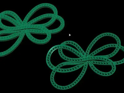 bowtie papion brooch and earrings 3rd version 3D print model