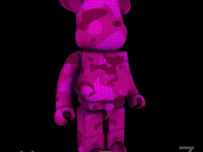Pink Camouflage BearBrick 3D model
