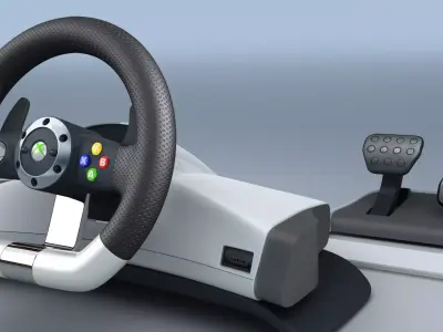 TKs Microsoft XBox 360 Racing Wheel Low-poly 3D model