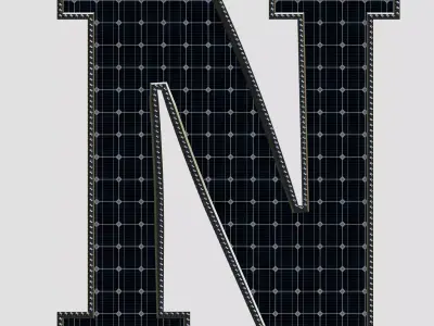 Solar Panel Letter - N 3D model