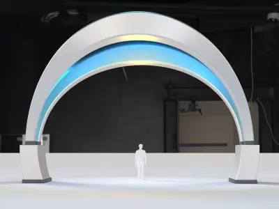 Shade Structure Architectural Structure with Grass and Steel 3D model