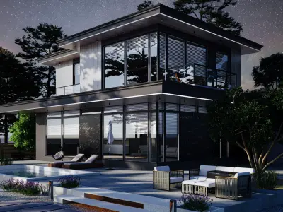 dark villa design  3D model