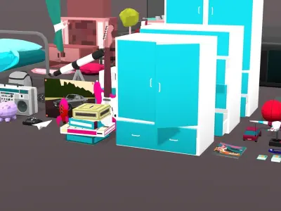 Premium Low Poly Home and Toys Affordable Home 3D Assets Design Low-poly 3D model