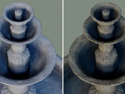 Concrete Garden Water Fountain old dirty Free low-poly 3D model