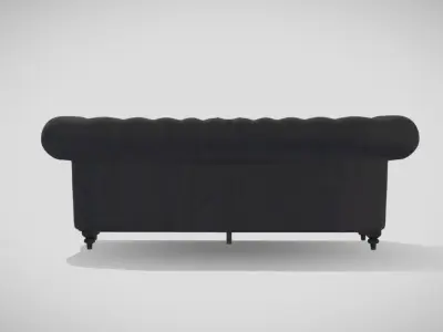 Vintage style upholstered black sofa with black wooden legs Free 3D model