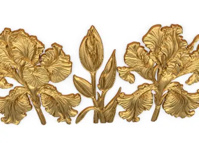 mural classic flowers decor ornament 15 3D model