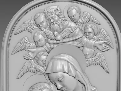 Virgin and Child Bas-relief 3D model