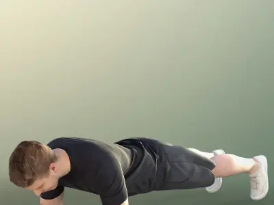 Jimmy 11429 - Fitness Guy Plank Workout In Gym Low-poly 3D model
