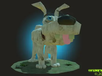 LowPoly Cartoony Dog Rigged Low-poly 3D model