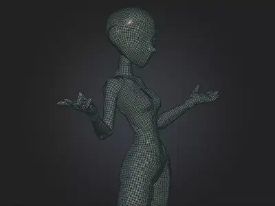 Stylized Futuristic Female Robot Bundle Pritable Model Low-poly 3D model