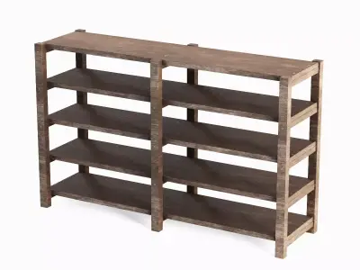 Long Pottery Shelf 03 Low-poly 3D model