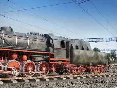 BR-52 Kriegslok Steam Locomotive Engine 3D model