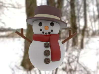 Snowman Low-poly 3D model