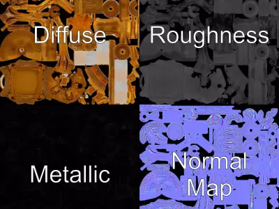 Elegant Gold Candelabra model pack Low-poly 3D model