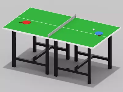 Voxel Ping Pong Table  Low-poly 3D model